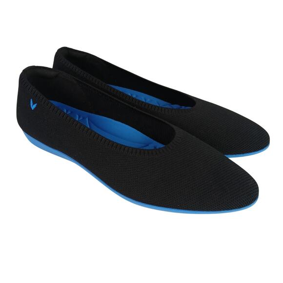 VIVAIA SZ 43/11 Tamia Walker Lightweight Almond Tow Flats In Black Lapis NWOT - Picture 1 of 9